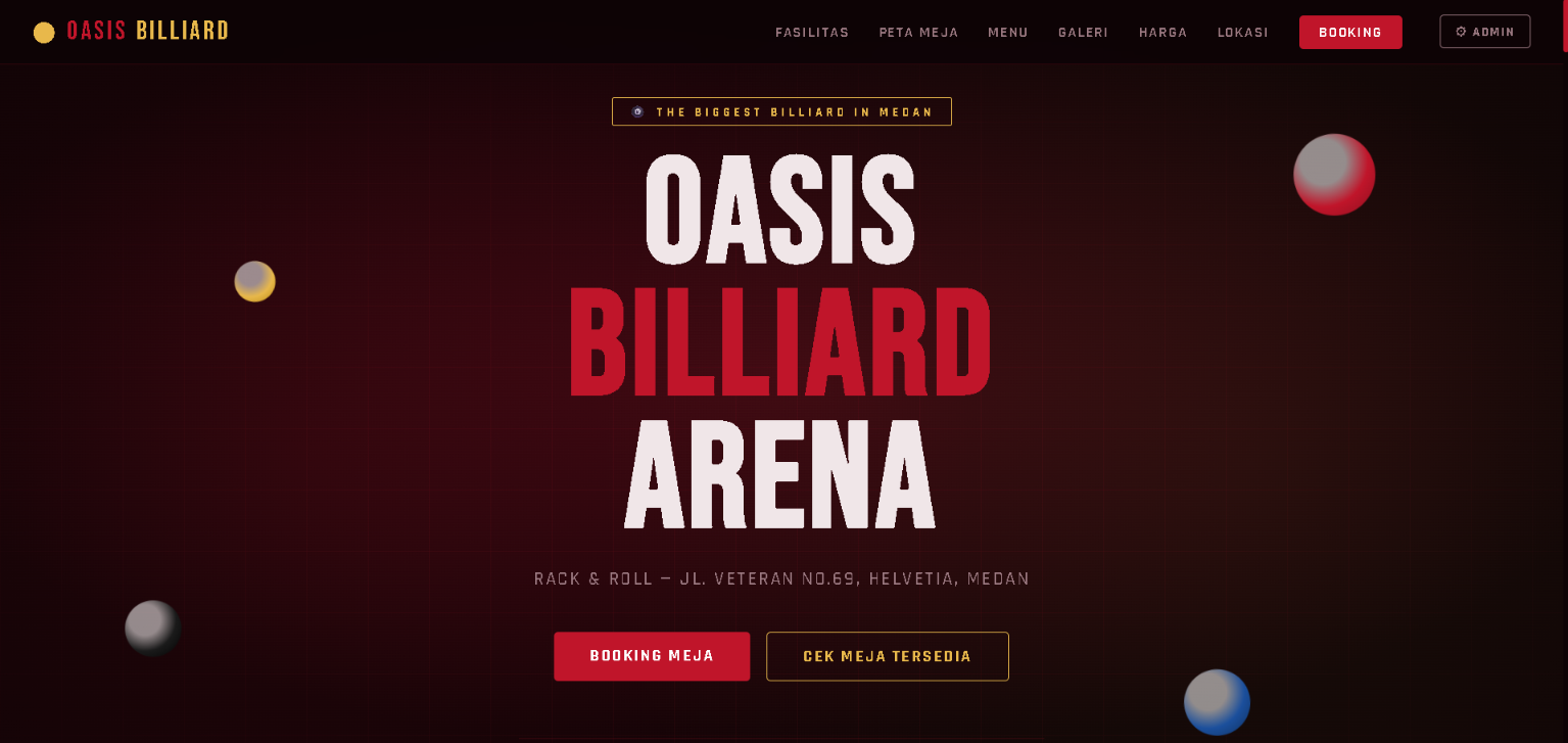 Oasis Billiard Arena — Website & Sistem Booking Meja